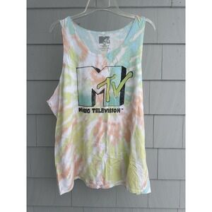 MTV Tie Dye Tank Top 2XL Music Television Logo Retro Pastel Festival